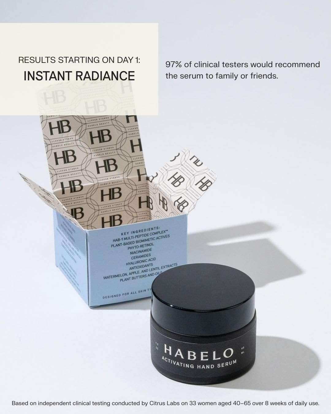 Habelo Activating Hand Serum | Smooths, Heals, Repairs, and Brightens | 1.5 oz./45 ml | Moisturizing Clean Hand Cream | Clinically Proven Safe and Effective - Image 5