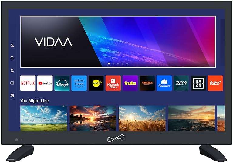 Supersonic SC-1920VTV 18.5inch Smart AC/DC LED TV, Powered by VIDAA, 1080p, WiFi, Built-in Speakers, USB, 3X HDMI ARC, for Kitchen, RV, Boat, Truck, Playroom, Dorm Room, Remote, DC Car Cord Included - Image 2