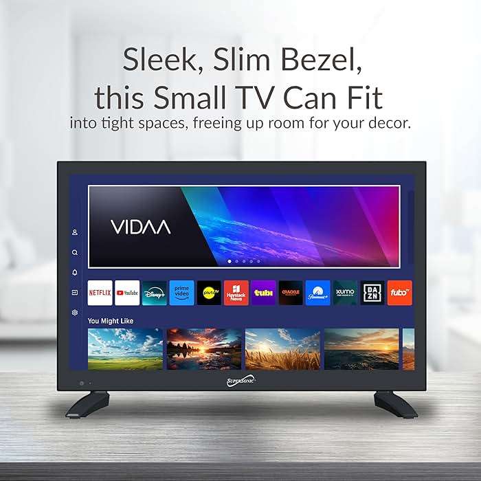 Supersonic SC-1920VTV 18.5inch Smart AC/DC LED TV, Powered by VIDAA, 1080p, WiFi, Built-in Speakers, USB, 3X HDMI ARC, for Kitchen, RV, Boat, Truck, Playroom, Dorm Room, Remote, DC Car Cord Included - Image 3