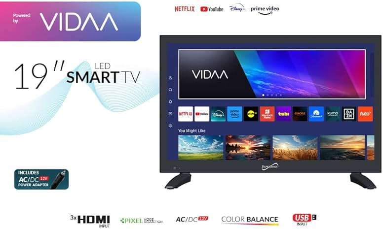 Supersonic SC-1920VTV 18.5inch Smart AC/DC LED TV, Powered by VIDAA, 1080p, WiFi, Built-in Speakers, USB, 3X HDMI ARC, for Kitchen, RV, Boat, Truck, Playroom, Dorm Room, Remote, DC Car Cord Included - Image 7
