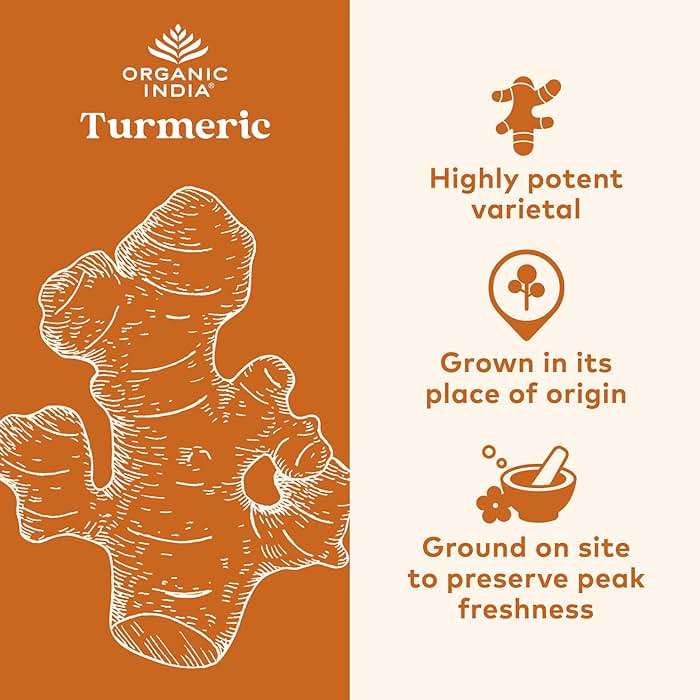Organic India Spiced Turmeric Latte Powder - Golden Milk Mix, Authentic Blend, Gold Tea Drink, With Ginger and Cinnamon, Vegan, Ayurvedic Herbs, Caffeine Free, Zero Added Sugar - 3.52 Oz - Image 7