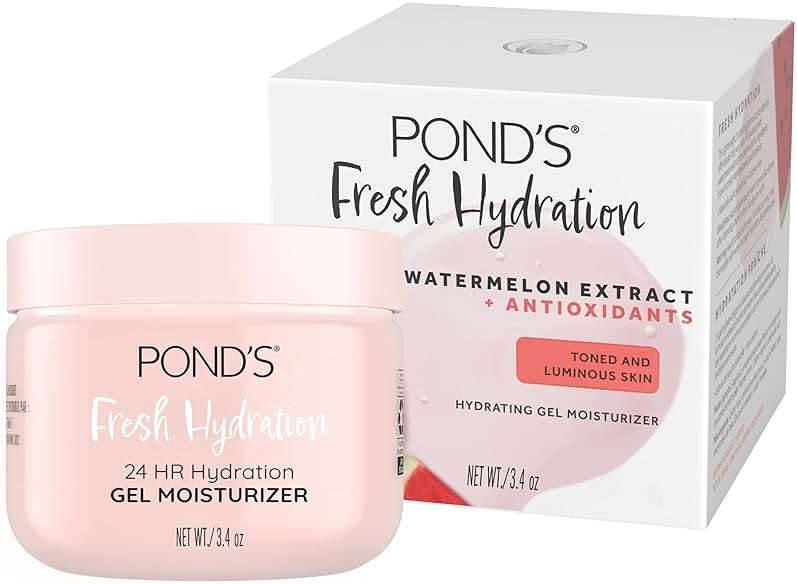 POND’S Fresh Hydration Gel Moisturizer – 24 HR Hydration with Watermelon Extract & Antioxidants – Alcohol & Oil-Free Face Moisturizer – Dermatologist Tested, 3.4 oz - Image 1