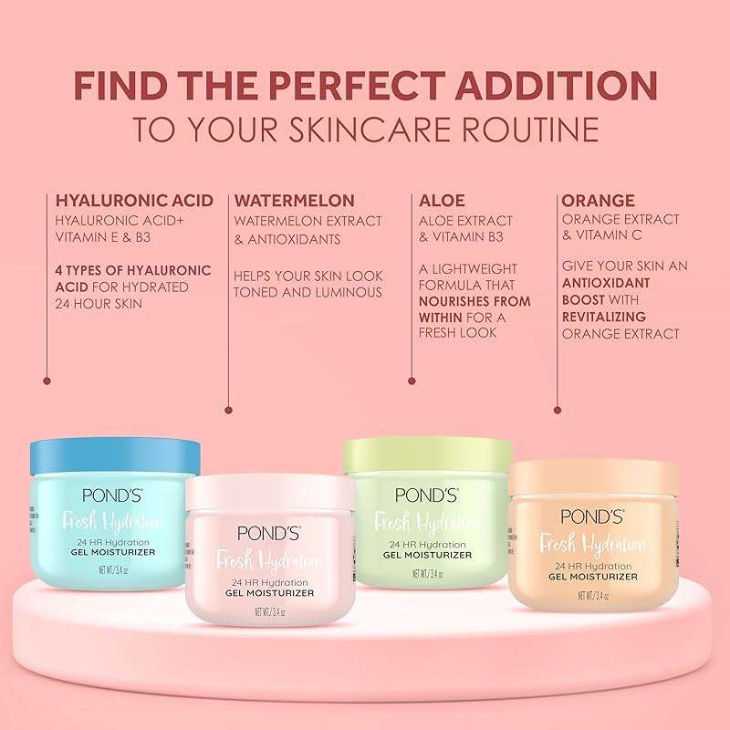 POND’S Fresh Hydration Gel Moisturizer – 24 HR Hydration with Watermelon Extract & Antioxidants – Alcohol & Oil-Free Face Moisturizer – Dermatologist Tested, 3.4 oz - Image 5