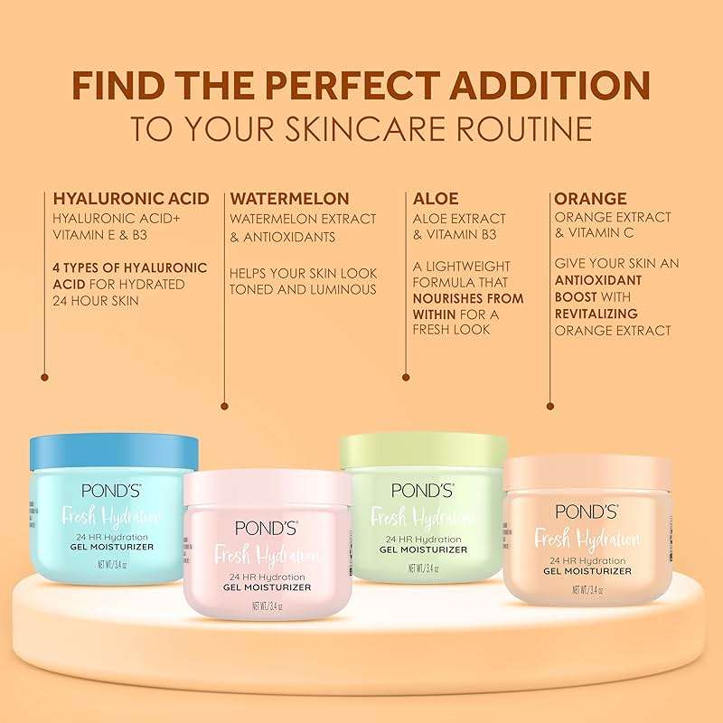 POND’S Fresh Hydration Gel Moisturizer – 24 HR Hydration with Orange Extract & Vitamin C – Alcohol & Oil-Free Face Moisturizer – Dermatologist Tested, 3.4 oz - Image 5