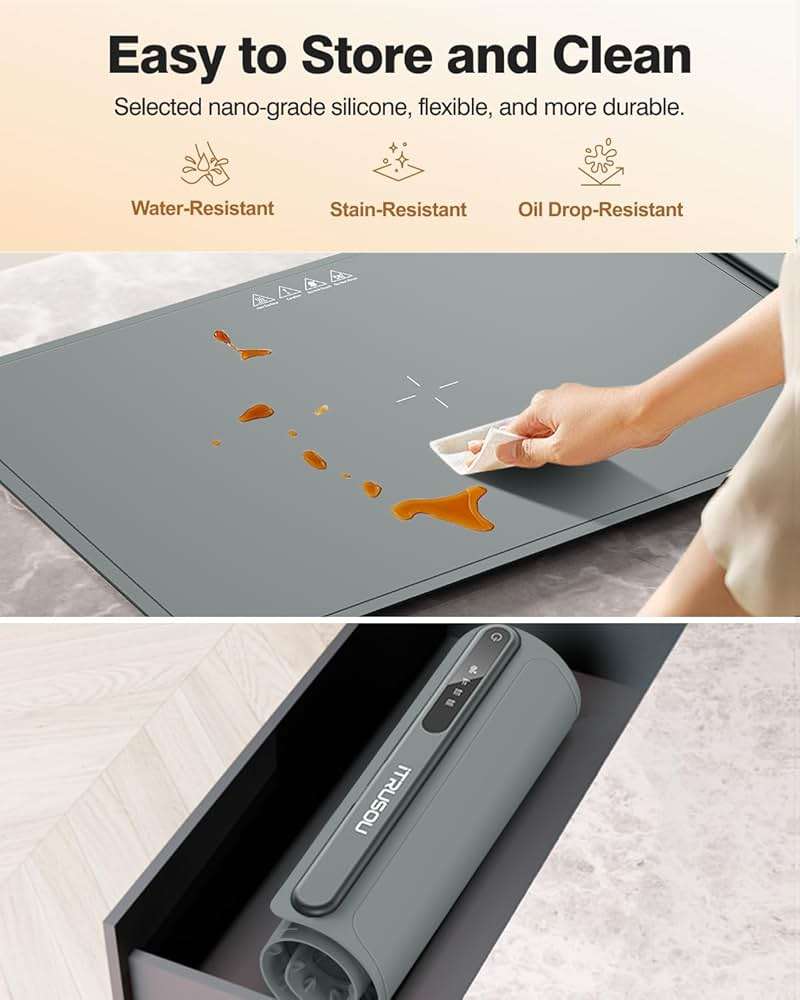 Warming Mat for Food (24"x16") - iTRUSOU 7-Level Electric Warming Tray with 400W High-Power, Timer 0–99H & Built-In Strap - Rollable Large Food Warming Mat for Parties & Buffet - Image 5