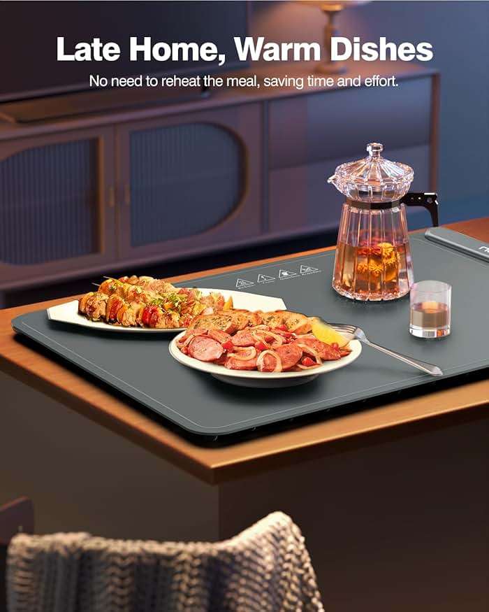 Warming Mat for Food (24"x16") - iTRUSOU 7-Level Electric Warming Tray with 400W High-Power, Timer 0–99H & Built-In Strap - Rollable Large Food Warming Mat for Parties & Buffet - Image 8