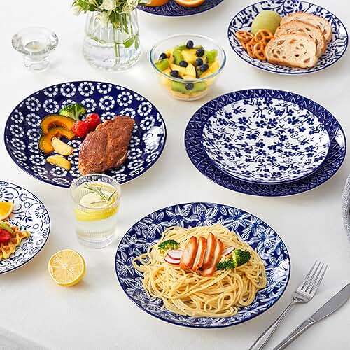 vancasso Ceramic Dinner Plates Set of 6, Large Vintage Plates 10.25 Inch Set of 6 for Kitchen, Porcelain Blue and White Plates for Kitchen, Microwave Oven Dishwasher Safe, Vintage Gift, Blue - Image 7