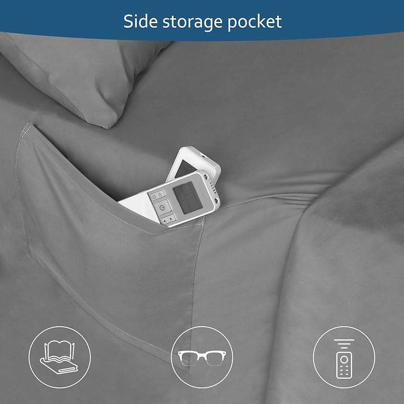 Moonsea Cal King Sheet Set - 4 Piece California King Sheet Sets - Extra Deep Pocket Hotel Luxury California King Sheets Fade Resistant Fits up to 24in Cal King Bed Mattress - Grey - Image 4