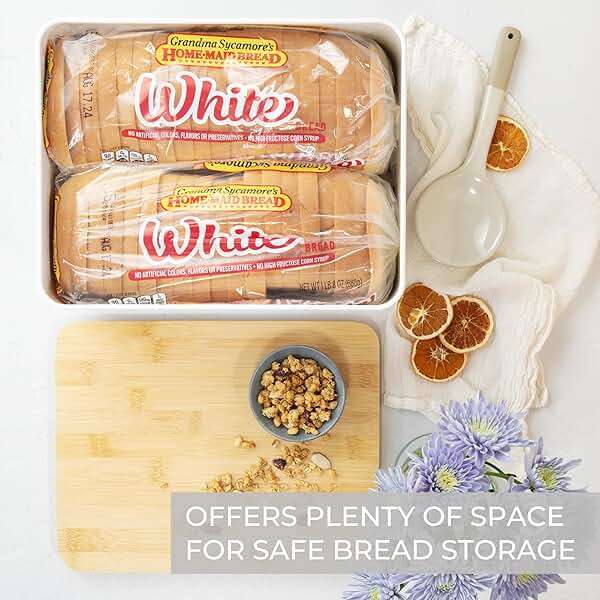 ZICOTO Beautiful Bread Box With Wooden Lid For Your Kitchen Countertop - Spacious Container Perfectly Stores Your Homemade Bread, English Muffins & Bagels - Quality Cutting Board Lid Keeps Loaf Fresh - Image 6
