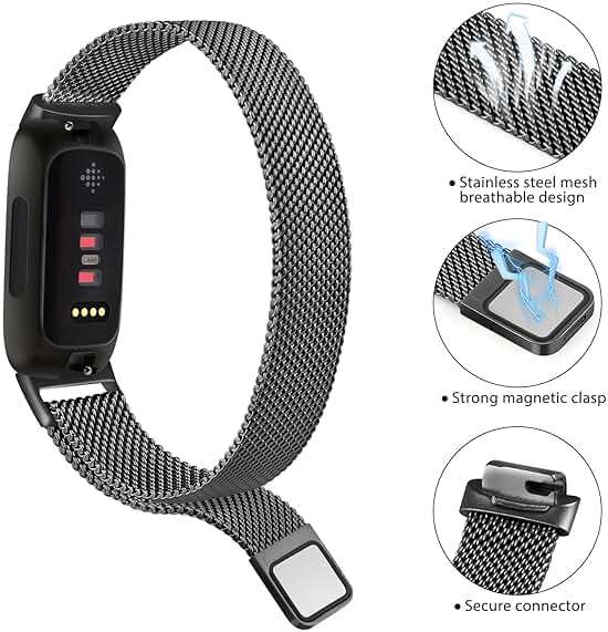 Metal Band for Fitbit Inspire 3 Bands Women Men, Stainless Steel Adjustable Straps Replacement Bands for Fitbit Inspire 3 Fitness Tracker - Image 2