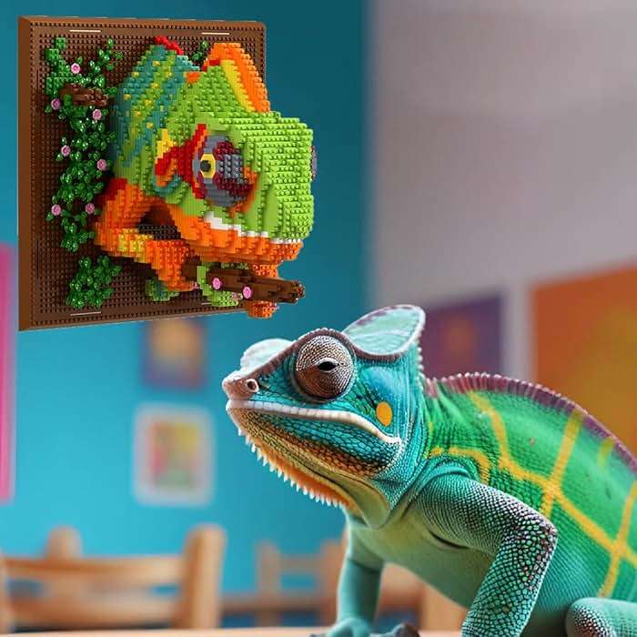 BDYDT Wall Art Chameleon Building Blocks Set; A Wall Decor Set for Adults Who Love Creative Hobbies(2688 Pieces) Toys Gifts for Kid and Adult - Image 5
