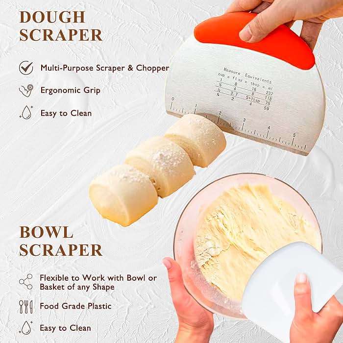Complete Sourdough Starter Kit, Sourdough Bread Baking Supplies, Banneton Bread Proofing Basket with Sourdough Starter Jar, 9inch Round Bread Proofing Basket, for Bread Baking - Image 7