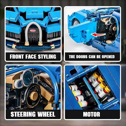 GOTIMON Bluce Sports Car MOC Building Blocks Kit, 1:14 Scale Sports Car Model Toys(1355 Pcs)，Gift for Adults and Kids - Image 4