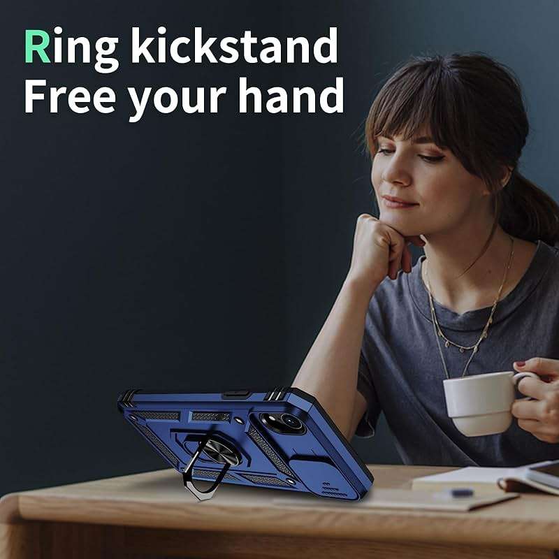Weycolor for iPhone XR Case with Camera Lens Cover, HD Screen Protector, 10 FT Military Grade Drop Protection, Magnetic Ring Holder Kickstand Protective Phone Case, Navy Blue - Image 5