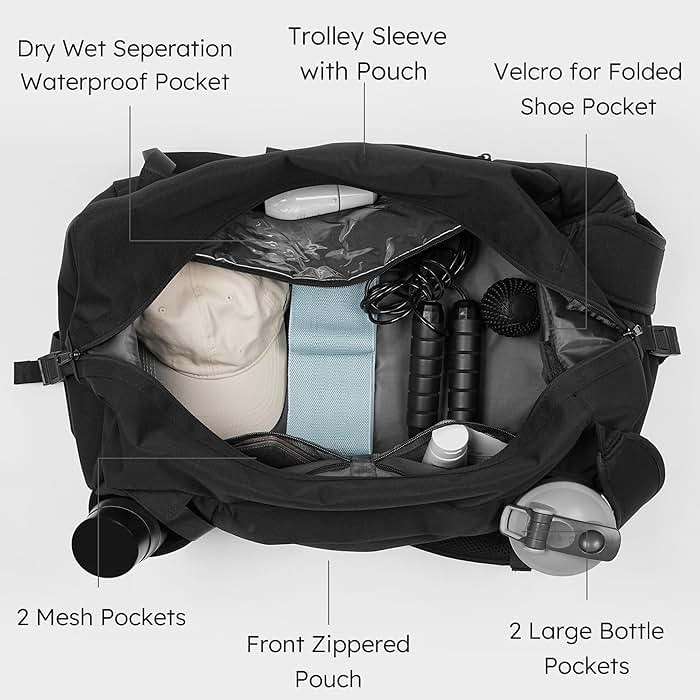 Kookoomia Gym Bag for Men with Shoes Compartment and Wet Pocket Convertible Duffle Bag and Gym Backpack Waterproof Sports Bags for Men with 2 Bottle Holders Multipurpose Weekender Overnight Bag -Black - Image 6
