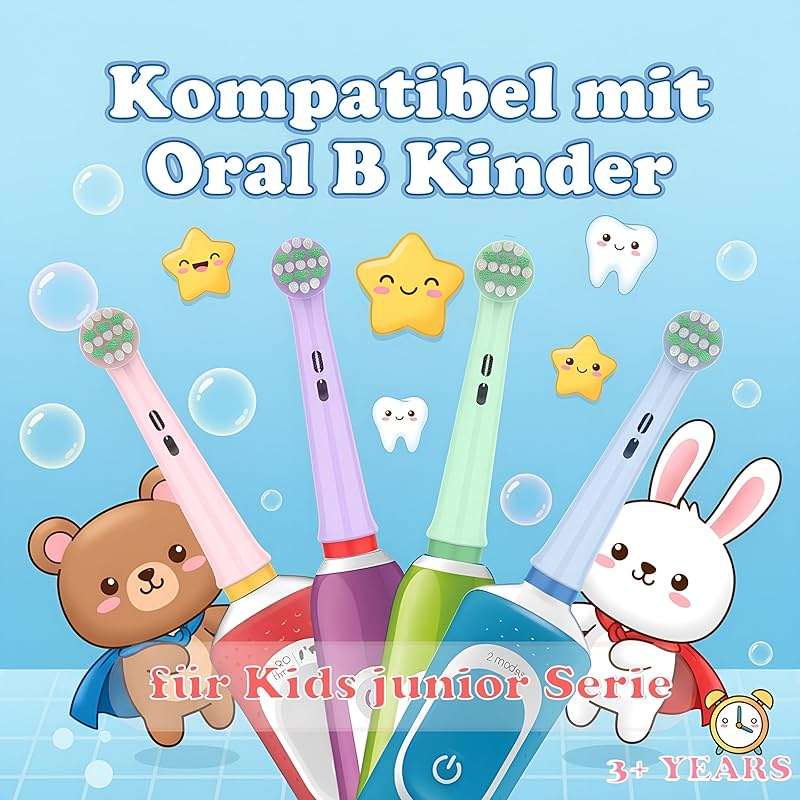OddeKey Kids Replacement Heads Compatible with Braun Oral B Electric Toothbrush, Extra Soft Replacement Toothbrush Heads for Gentle Care, Kids Toothbrush Heads are for Ages 3+ and 6-12, 8 Count - Image 2