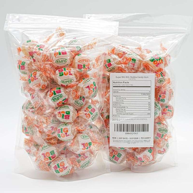Super Big Bol Bubble Candy Gum 14 oz – SUPER SIZE, Bulk Bag, Fruit Flavored, Nostalgic Gum, Individually Wrapped, Dual Taste & Texture (31 Pieces) - Image 2