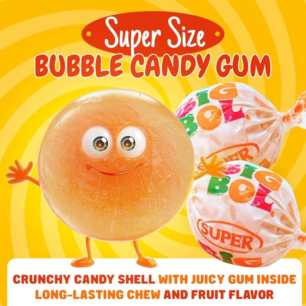 Super Big Bol Bubble Candy Gum 14 oz – SUPER SIZE, Bulk Bag, Fruit Flavored, Nostalgic Gum, Individually Wrapped, Dual Taste & Texture (31 Pieces) - Image 3