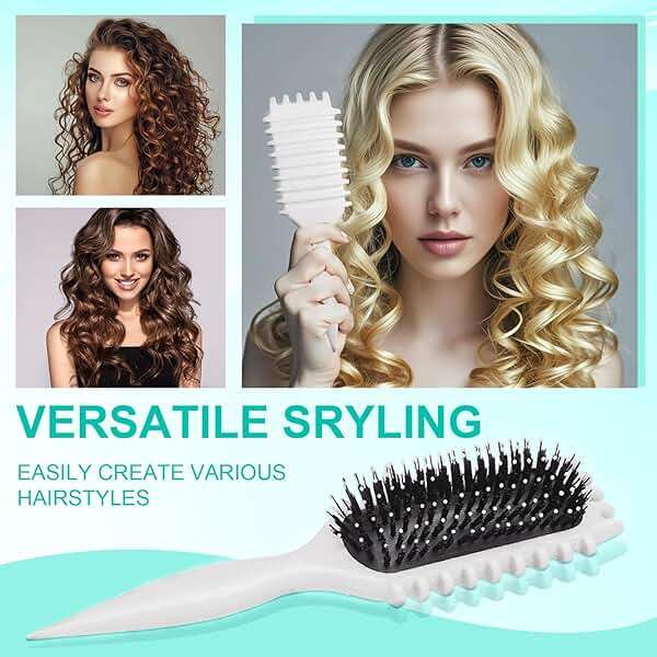 Curly Hair Brush,Curl Defining Brush,2024 Boar Bristle Hair Brush for Combing and Shaping,Reduce Pulling and Curl Separation For Defined Curls(off white) - Image 3