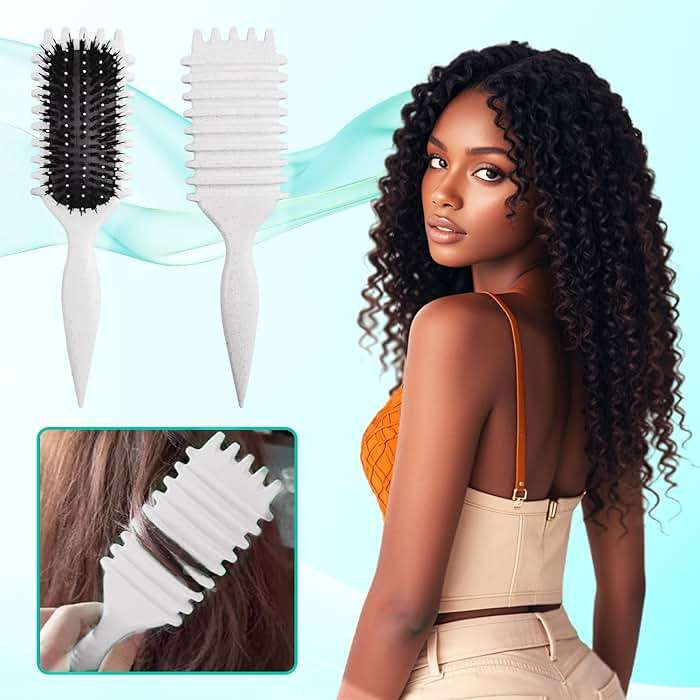 Curly Hair Brush,Curl Defining Brush,2024 Boar Bristle Hair Brush for Combing and Shaping,Reduce Pulling and Curl Separation For Defined Curls(off white) - Image 6