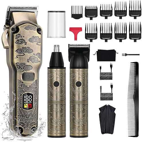 Hatteker Hair Clipper for Men, Waterproof Hair Trimmer Electric Shaver Razor, Cordless Hair Clippers Nose Hair Trimmer for Men, Shaving Kit for Nose Mustache Body Facial,Birthday Gift for Dad - Image 1