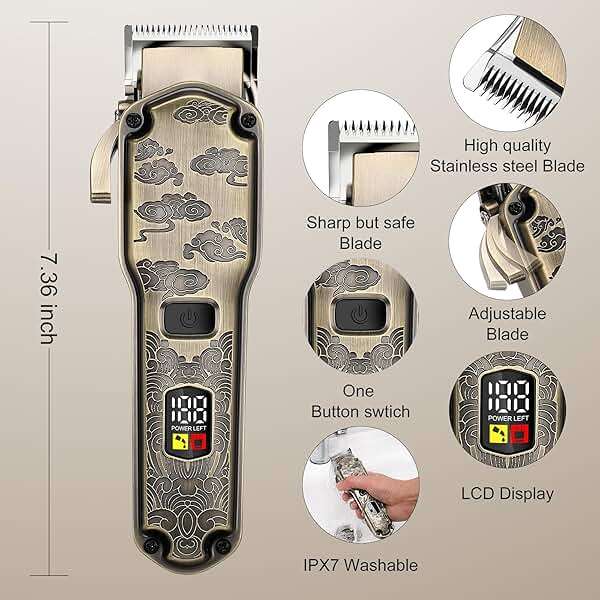 Hatteker Hair Clipper for Men, Waterproof Hair Trimmer Electric Shaver Razor, Cordless Hair Clippers Nose Hair Trimmer for Men, Shaving Kit for Nose Mustache Body Facial,Birthday Gift for Dad - Image 2