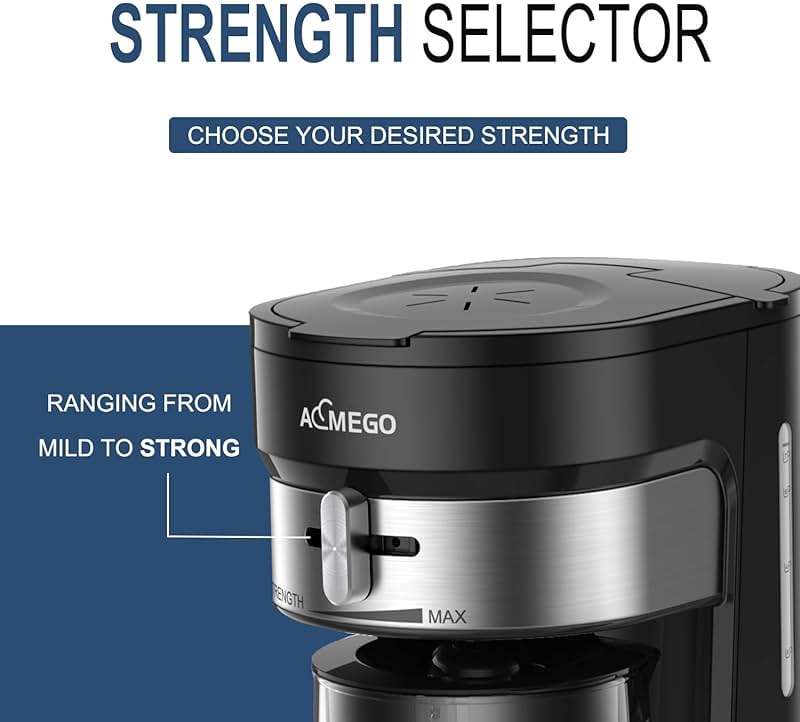 AEMEGO Iced Tea Maker, Brewing System with 2.5-quart Glass Pitcher, sliding strength selector, Stainless Steel Decoration, Reusable Filter (Black) - Image 5