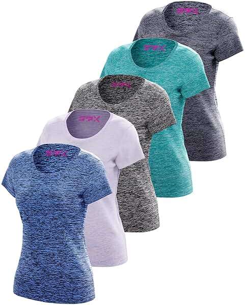 [5 Pack] Women’s Dry-Fit Wicking Crewneck T Shirts Activewear Running Yoga Workout Gym Tee Top - Image 1
