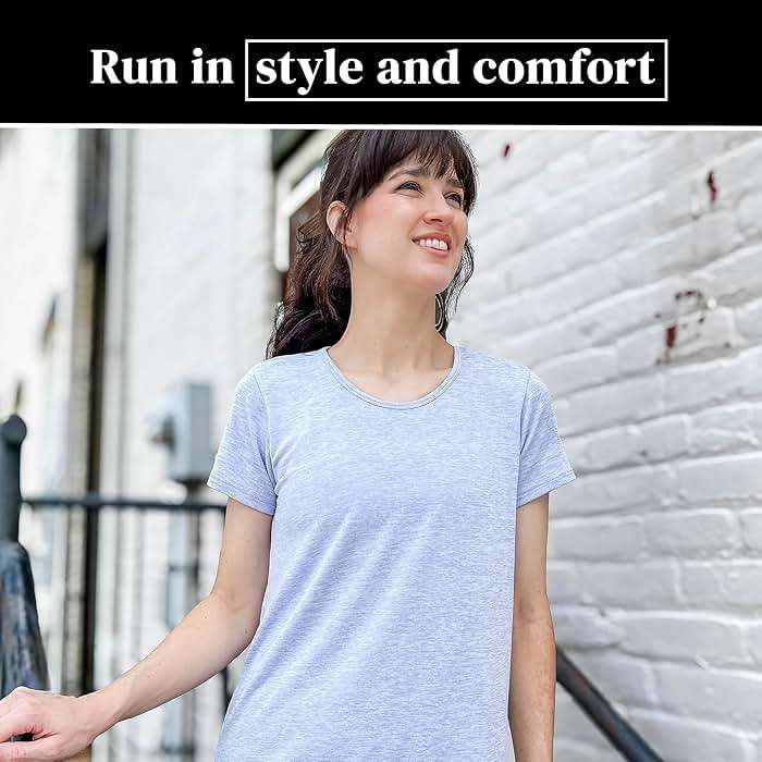 [5 Pack] Women’s Dry-Fit Wicking Crewneck T Shirts Activewear Running Yoga Workout Gym Tee Top - Image 4