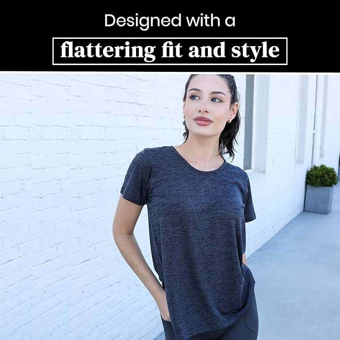 [5 Pack] Women’s Dry-Fit Wicking Crewneck T Shirts Activewear Running Yoga Workout Gym Tee Top - Image 5
