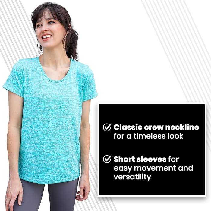 [5 Pack] Women’s Dry-Fit Wicking Crewneck T Shirts Activewear Running Yoga Workout Gym Tee Top - Image 6