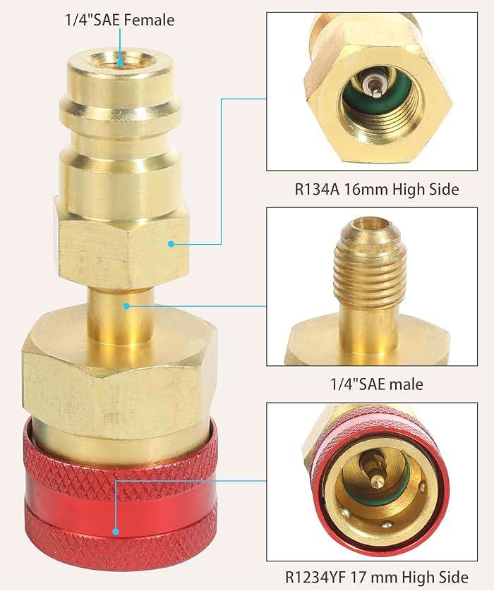 RACOONA R1234YF Adapter,Car Accessories R1234YF to R134A Adapter, R1234YF Quick Coupler,1234yf to 134a Adapter High Low Side Connector Conversion Kit,Suitable for Automotive Conditioner AC Charging - Image 2