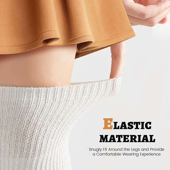 Pleneal Thigh High Socks - 2 Pairs Women's Thigh High Over Knee Socks Leg Warmers, Black & White - Image 5