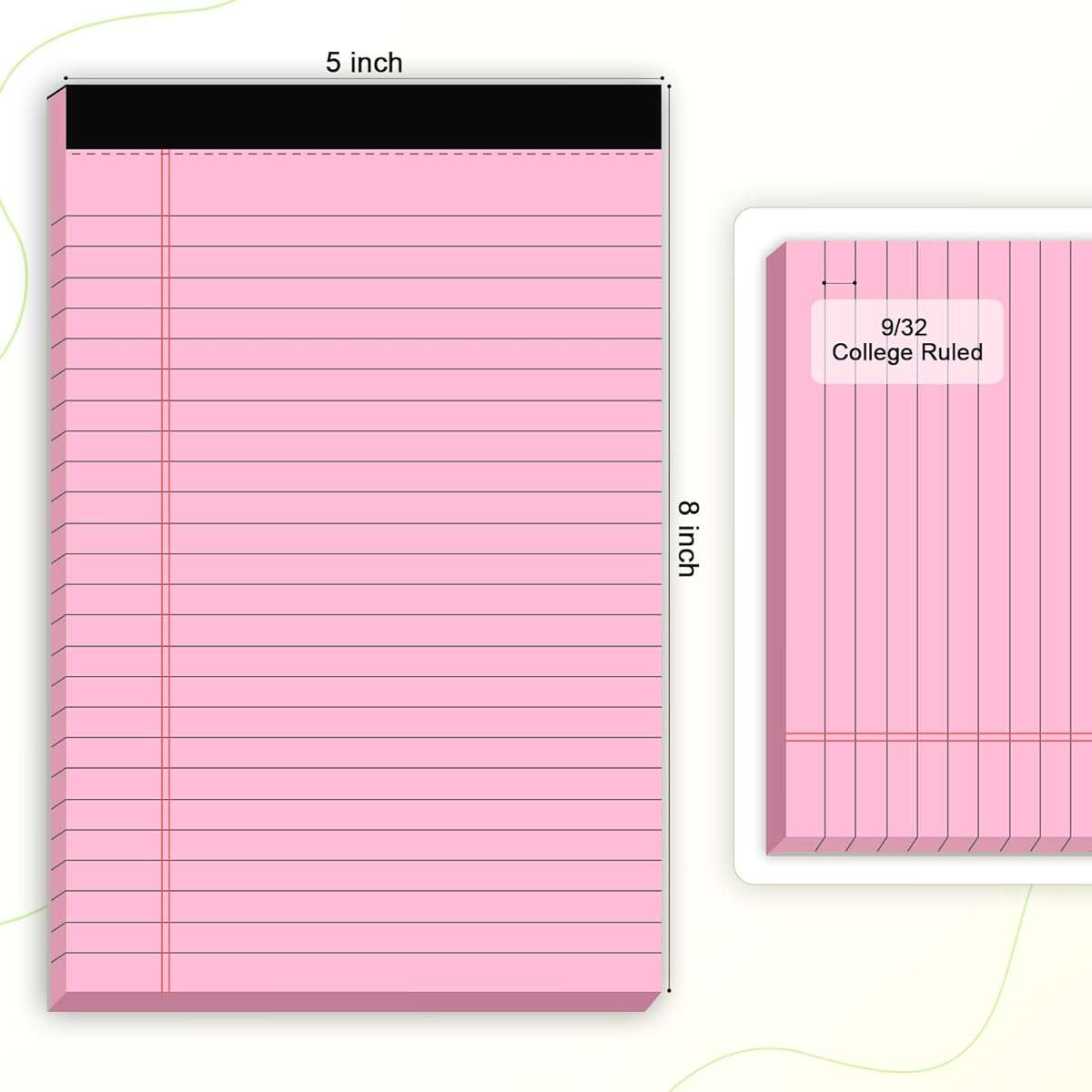 5pcs Small Note Pads 5x8 Notebook College Ruled Legal Pads Color Notepads 5 Pack Study Back Writing Pads 5 x 8 Perforated Narrow Ruled Pads of Paper for School & Office Supplies 30 Sheets/Pack - Image 3