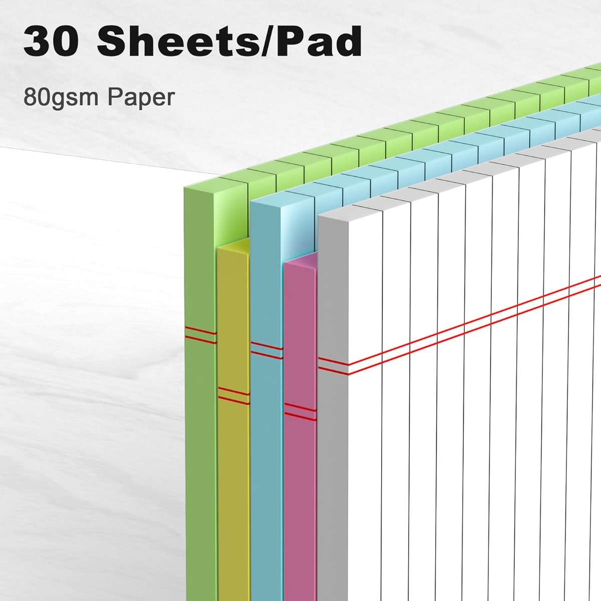 5pcs Small Note Pads 5x8 Notebook College Ruled Legal Pads Color Notepads 5 Pack Study Back Writing Pads 5 x 8 Perforated Narrow Ruled Pads of Paper for School & Office Supplies 30 Sheets/Pack - Image 4