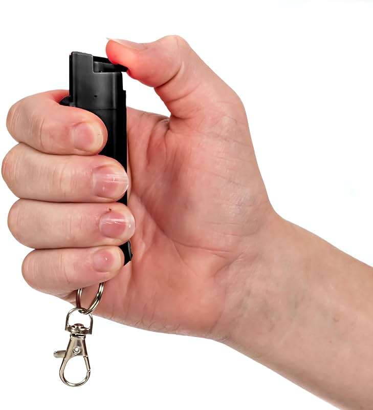 Burn Pepper Spray Keychain for Self Defense, 1/2oz Compact OC Spray for Women & Men, Police Strength with UV Dye, 16 Ft Range, Twist Top Safety Lock, Metal Clip, Pocket Personal Safety, Black 2 Pack - Image 4