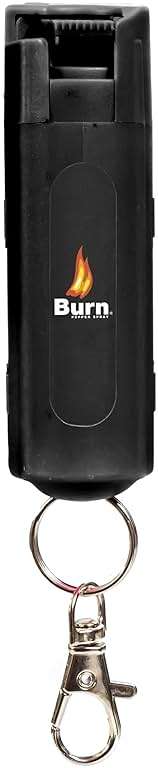 Burn Pepper Spray Keychain for Self Defense, 1/2oz Compact OC Spray for Women & Men, Police Strength with UV Dye, 16 Ft Range, Twist Top Safety Lock, Metal Clip, Pocket Personal Safety, Black 2 Pack - Image 6