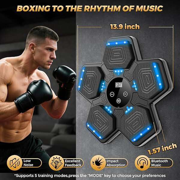 LOLBOX 2025 Music Boxing Machine for Adults and Kids, Smart Bluetooth Boxing Training Equipment with Gloves Wall Mounted, Workout Punching Machine for Home,Office and Gym - Image 2