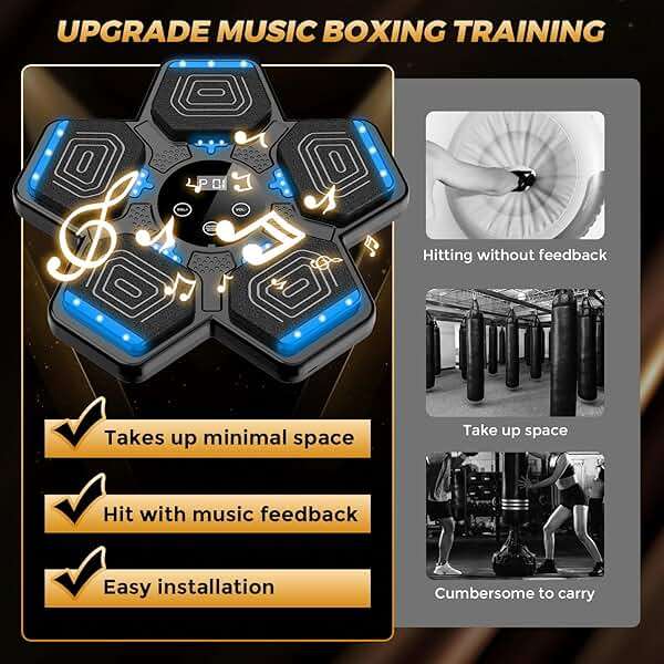 LOLBOX 2025 Music Boxing Machine for Adults and Kids, Smart Bluetooth Boxing Training Equipment with Gloves Wall Mounted, Workout Punching Machine for Home,Office and Gym - Image 3