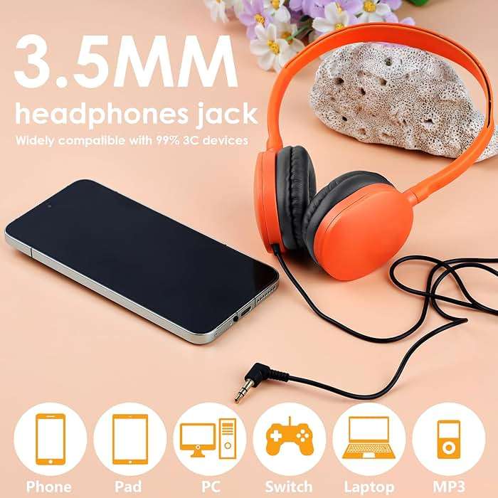 TJZXGUI Bulk Classroom Headphones for Students School 20 Pack Wholesale Headphones Class Set with 3.5mm Jack for Chromebook Laptop PC Computer (10 Mixed Colors) - Image 6