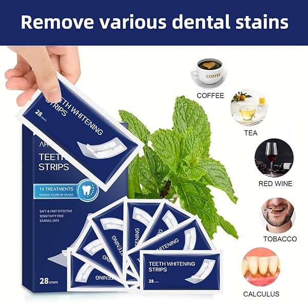 COZYTIMES Teeth Whitening Strips,Enamel Safe, 28 Strips for Sensitive Teeth,Professional and Natural Teeth Whitening Kit,14 Treatments - Image 2