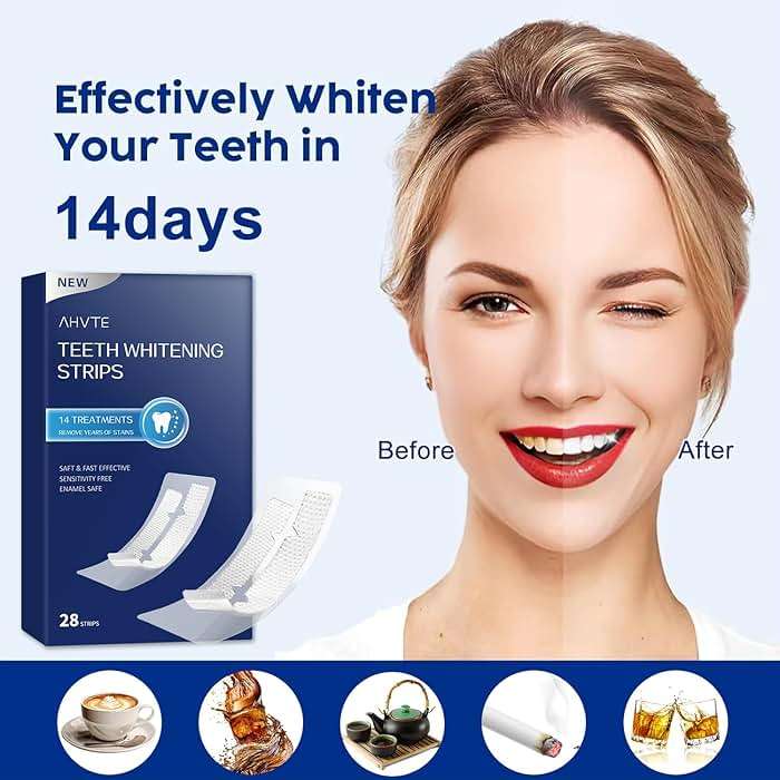 COZYTIMES Teeth Whitening Strips,Enamel Safe, 28 Strips for Sensitive Teeth,Professional and Natural Teeth Whitening Kit,14 Treatments - Image 4