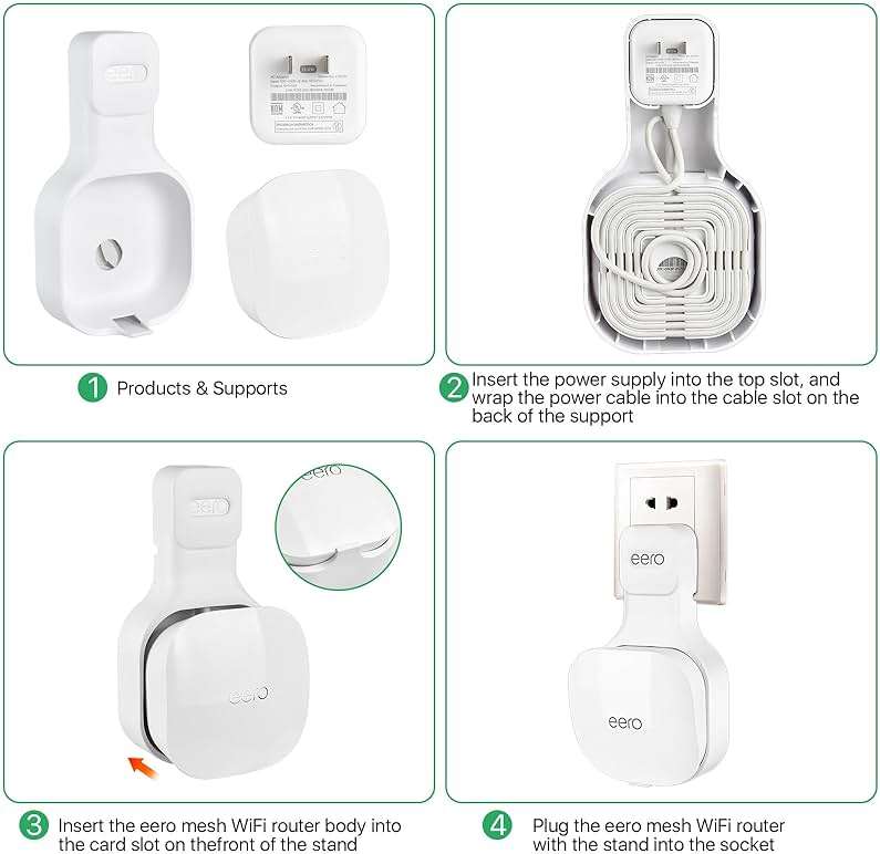 Wall Mount Holder Only for eero Mesh WiFi Router, (NOT Compatible with eero 6/ eero 6+/ eero Pro/eero Pro 6E), Perfect for Storing Power Cords and Plugs - Image 5