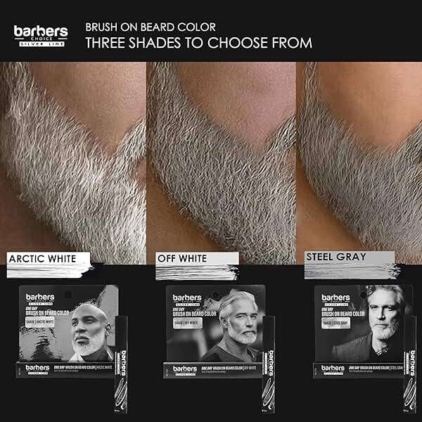 Barbers Choice Silver Line, Facial Hair Brush on Temporary Color for Silver Fox Men- Instantly Brighten White Beards, Mustache & Sideburns, Less Yellow, Easy Application, Arctic White - Image 2