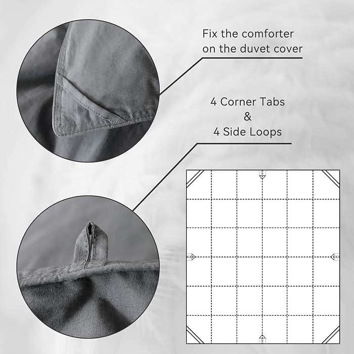 WENERSI Hungarian Down Feather Fiber Comforter Full/Queen Size,Hotel Style Bedding Comforter,750+ Fill Power,1200TC,100% Organic Cotton Fabric,All Season Grey Duvet Insert with 8 Corner Tabs - Image 6
