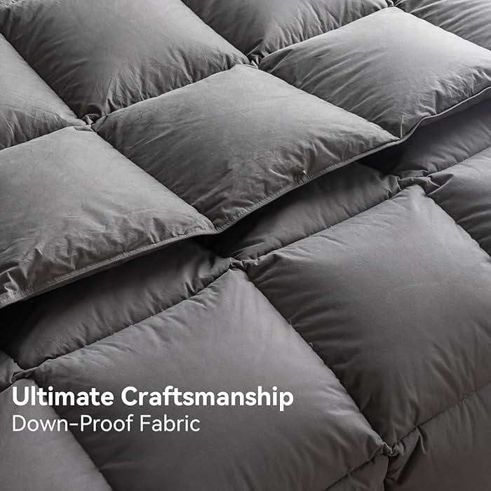 WENERSI Hungarian Down Feather Fiber Comforter Full/Queen Size,Hotel Style Bedding Comforter,750+ Fill Power,1200TC,100% Organic Cotton Fabric,All Season Grey Duvet Insert with 8 Corner Tabs - Image 9