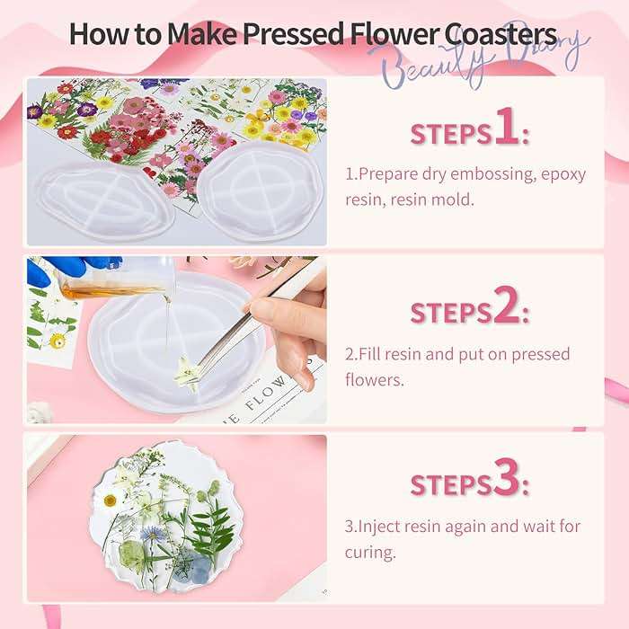190 Pcs Dried Pressed Flowers for Resin, Real Dried Pressed Flowers for Resin Butterfly Stickers DIY Art with Tweezers Crafts Decorate for Candles Jewelry Nail Crafts - Image 6