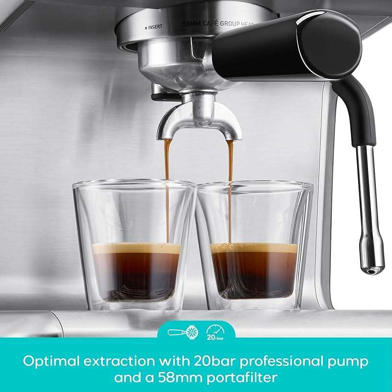 CASABREWS Ultra Espresso Machine with LCD Display, 20 Bar Espresso Maker with Powerful Milk Frother, Customizable Brewing Temperature, Barista-Level Latte and Cappuccino Machine for Home, Silver - Image 6