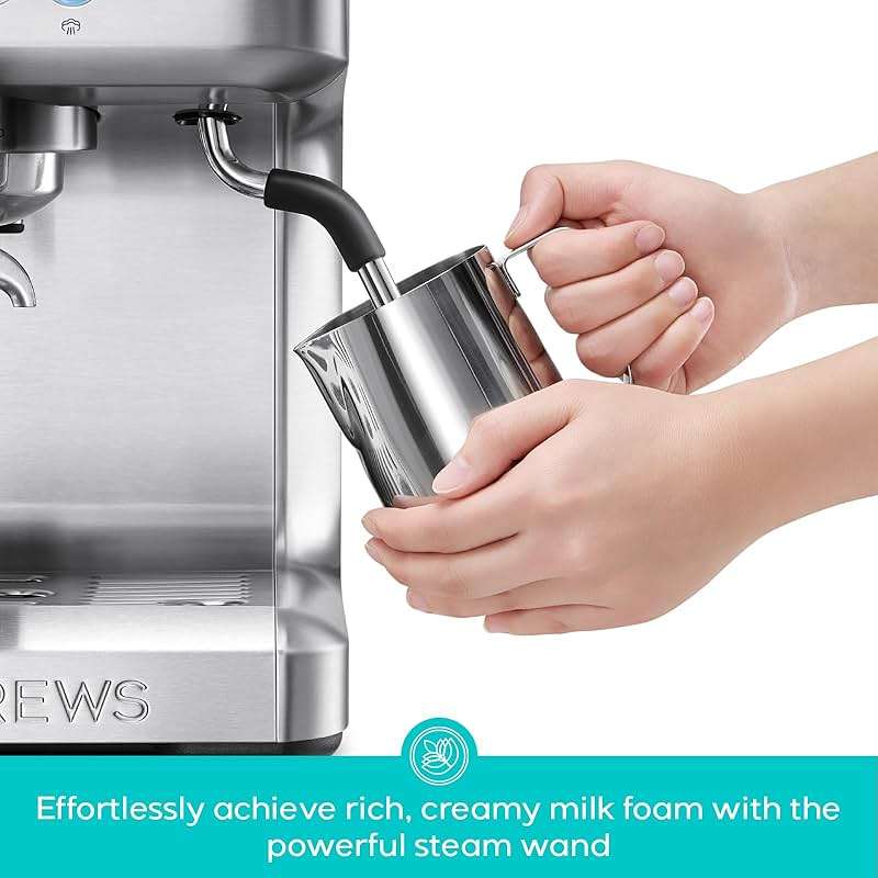 CASABREWS Ultra Espresso Machine with LCD Display, 20 Bar Espresso Maker with Powerful Milk Frother, Customizable Brewing Temperature, Barista-Level Latte and Cappuccino Machine for Home, Silver - Image 7
