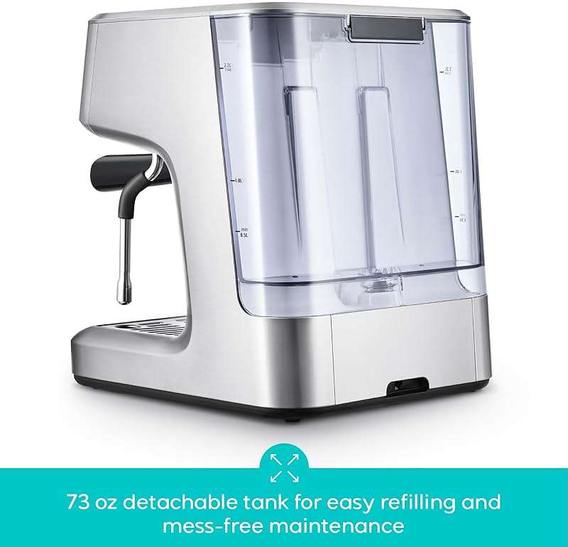 CASABREWS Ultra Espresso Machine with LCD Display, 20 Bar Espresso Maker with Powerful Milk Frother, Customizable Brewing Temperature, Barista-Level Latte and Cappuccino Machine for Home, Silver - Image 8